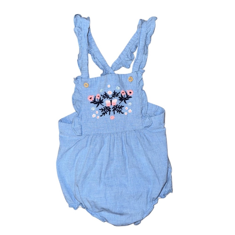 Bundle Of Two Baby Girl Blue Rompers By H&M And Ruffle Butts Size 12-18M - Picture 2 of 12